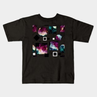 Watercolor Galaxy in Squares and Circles Kids T-Shirt